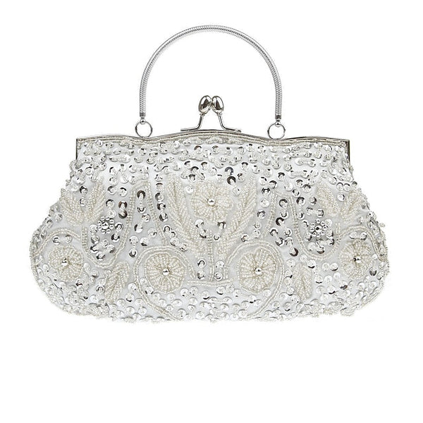 Vintage Evening Clutch Beaded Purse White Women's – FashionChic
