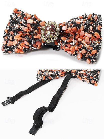 with Luxury Strap Men's – Tie Gemstone Adjustable Bow FashionChic