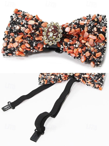 with Luxury Strap Men's – Tie Gemstone Adjustable Bow FashionChic