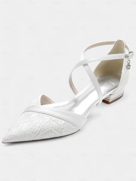 Shoes Satin Low Lace Cross-Strap Blue Heel for Overlay Navy with FashionChic