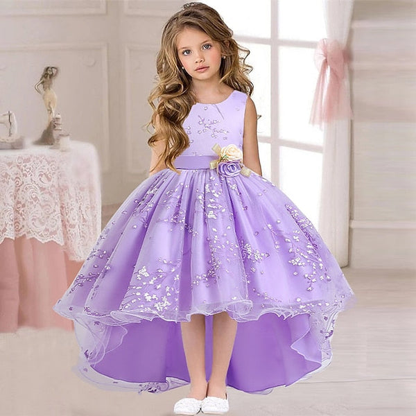 Sleeveless Floral Girls' Kids Solid Dress Wedding Colored FashionChic