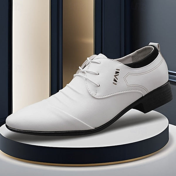 Men's - for Formal White Shoes Dress Lace-Up Elegant FashionChic