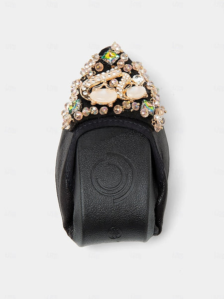 Women's with Black Flats Ballet Rhinestone Foldable FashionChic