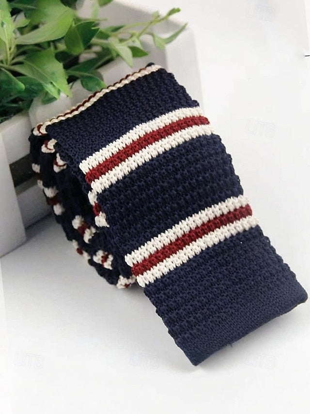 Neck Men's Stylish Christmas Stripe Knit - Tie Woven FashionChic