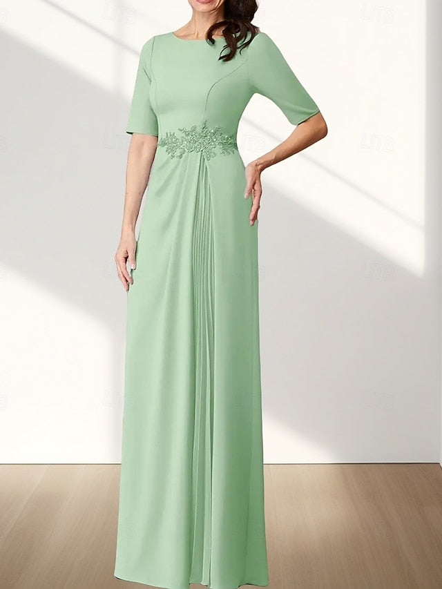 Wedding Crew Guest A-Line Dress Bride Neck Elegant the Mother of FashionChic