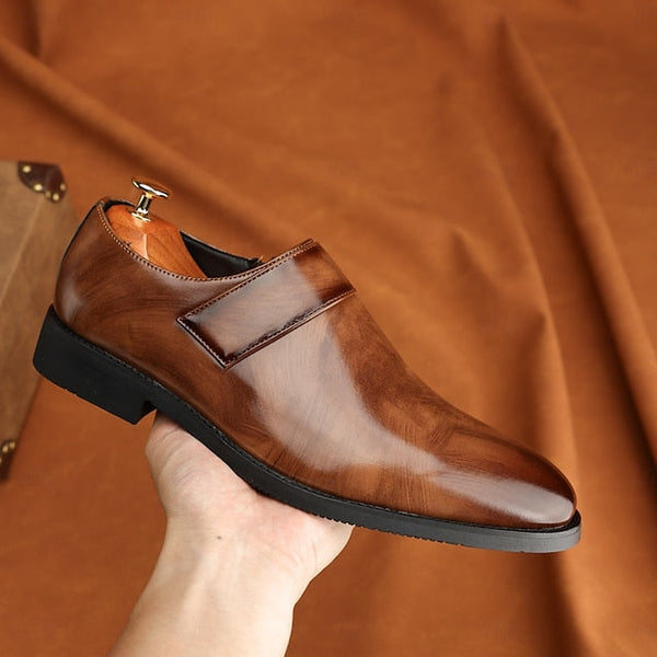 Dress Loafers Leather Brown Shoes Men's Business Slip-On FashionChic