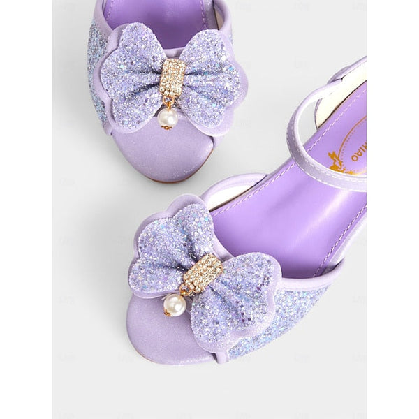 Pearl Purple Accent Sandals Glitter Bow Girls' with FashionChic