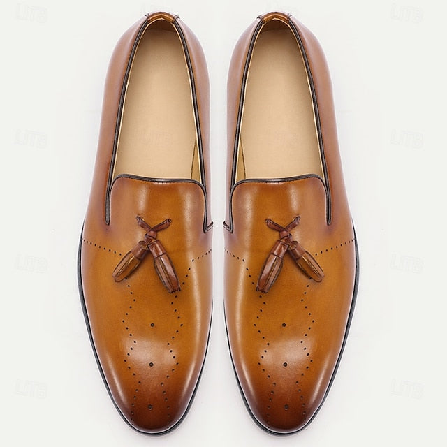 Tassel Loafers Light Brown Classic – Leather Men's FashionChic