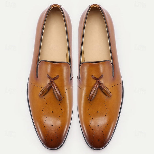 Tassel Loafers Light Brown Classic – Leather Men's FashionChic