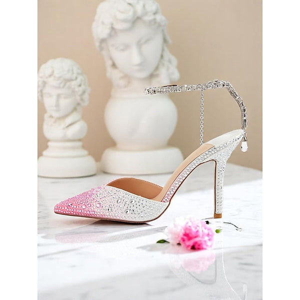 Women's - Stiletto with Crystal Slingback Gradient Heels FashionChic