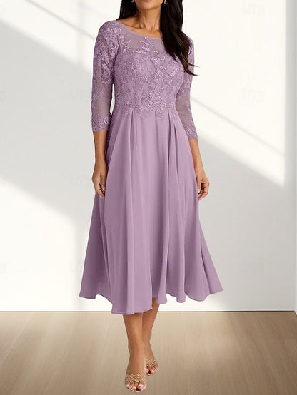 Guest Bride of Crew Elegant A-Line Mother Dress Neck Wedding the FashionChic
