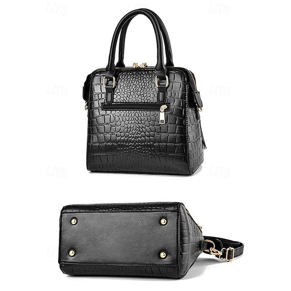 Crocodile Handbag with Women’s Leather Faux Tassel Pattern FashionChic