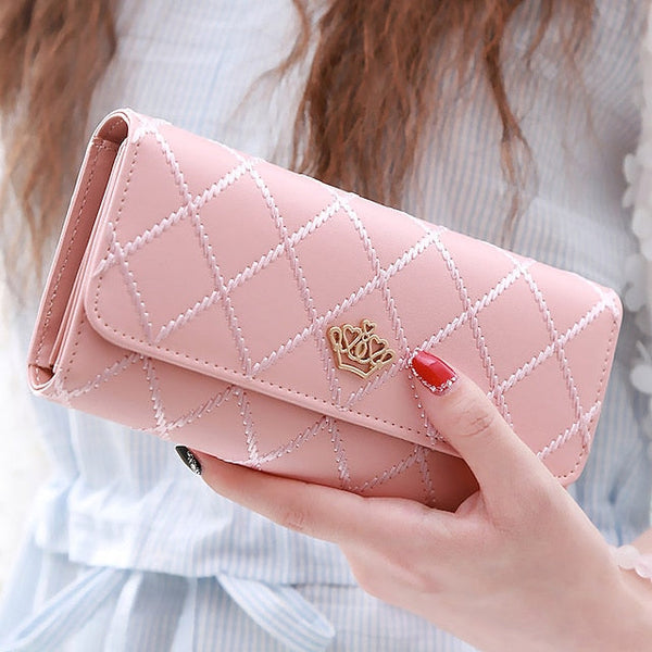Gold Crown - Wallet Pink Emblem Women's with Quilted FashionChic