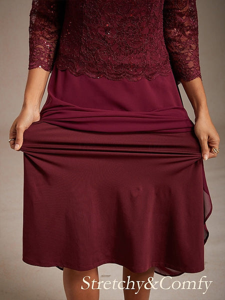 Women's Midi Dress Chiffon Dress Elegant Wedding Guest FashionChic