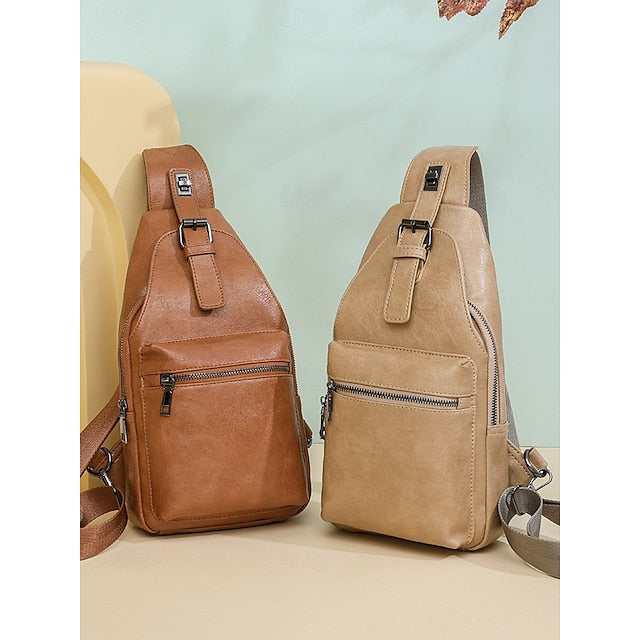 with Sling Faux Brown Bag Women's Leather Crossbody FashionChic