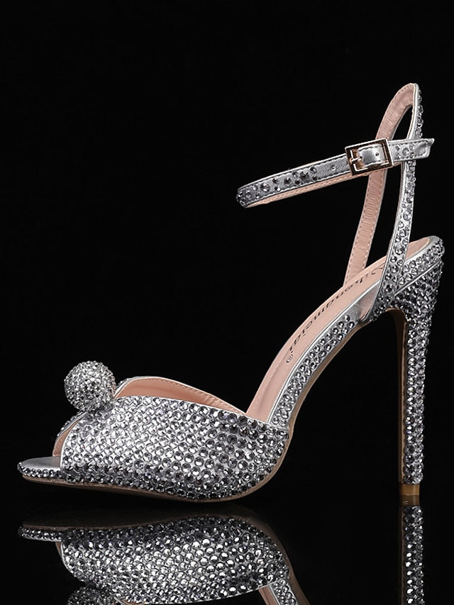 Sandals Rhinestone Embellished Stiletto Women's Heel with FashionChic