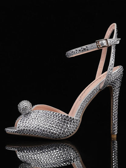 Stiletto Embellished with Sandals Heel Rhinestone Women's FashionChic