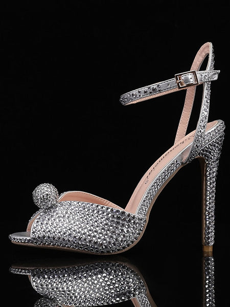 Women's with Stiletto Heel Sandals Rhinestone Embellished FashionChic