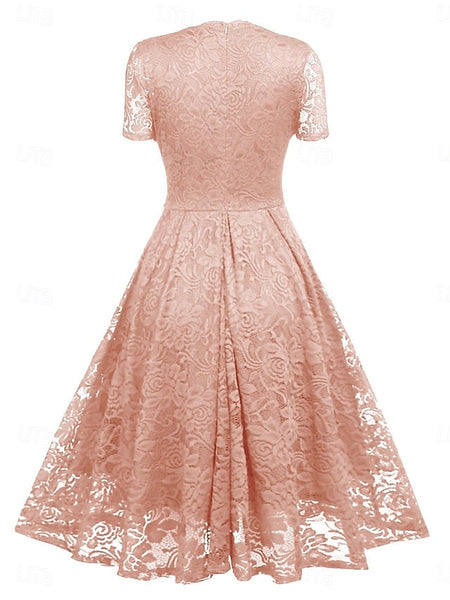 Women's Midi Dress Lace Dress Cocktail Dress Wedding Guest FashionChic