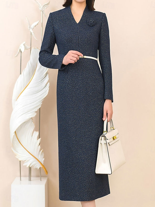 Vintage Column Bride Dress Neck Mother / V Elegant Sheath of the FashionChic
