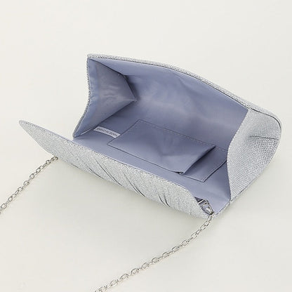 Women's – Evening Purse Clutch Elegant Glitter Silver FashionChic
