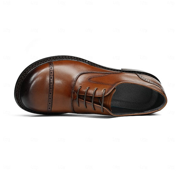 Shoes- Leather Toe Genuine Dress Men's Oxford Cap First FashionChic