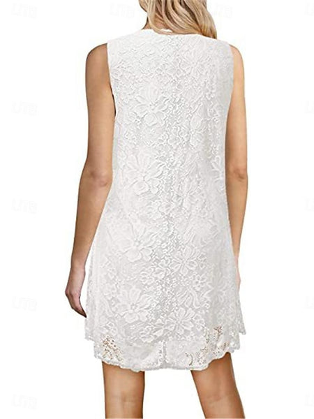 Women's Mini Dress White Dress Casual Dress White Lace