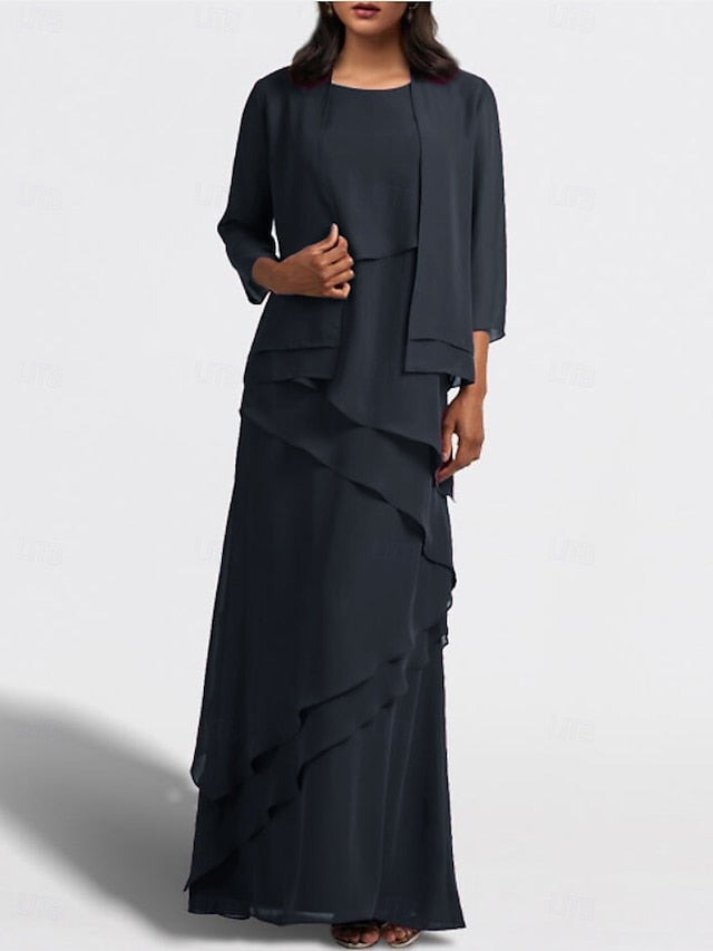Piece Dress Bride Wedding the of Guest Elegant Two A-Line Mother FashionChic