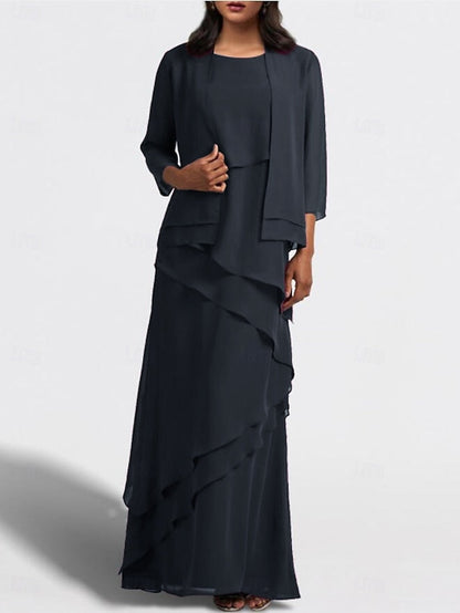 Piece Dress Bride Wedding the of Guest Elegant Two A-Line Mother FashionChic