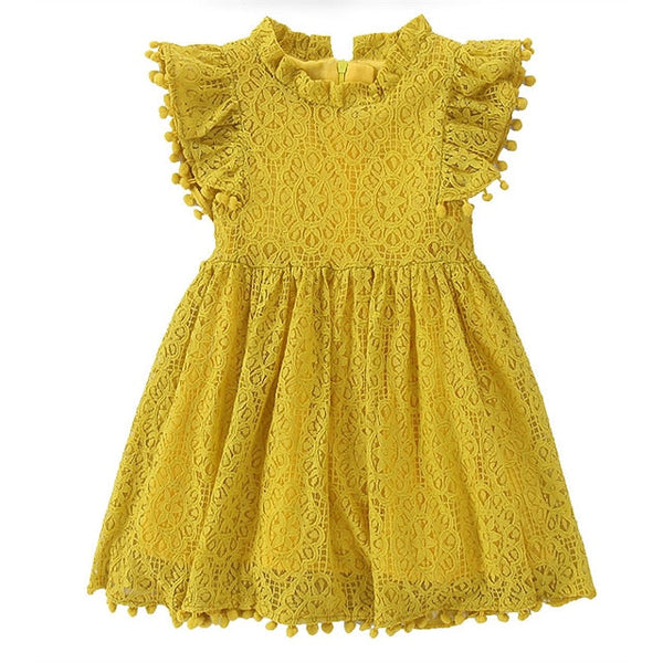 Girls' Party Solid Dress Color Short Sleeve Kids FashionChic