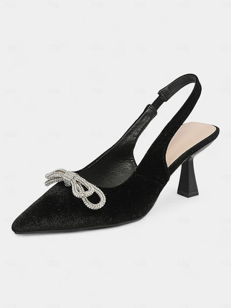 Toe Velvet Heels – Slingback Women's Pointed Cocktail FashionChic