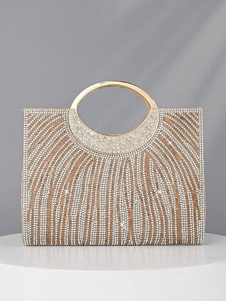 Evening Bag Clutch – Round Rhinestone with Women's Handle FashionChic
