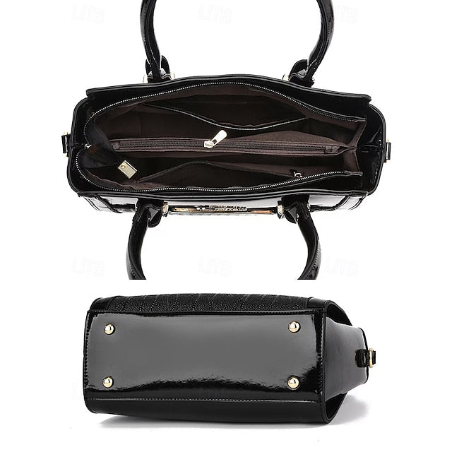 Faux Set Handbag Glossy Women's – Patent Leather FashionChic