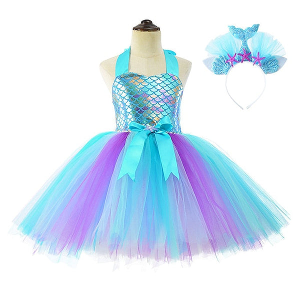 Mermaid Little Girl Flower Princess Tail Aqua Ariel FashionChic