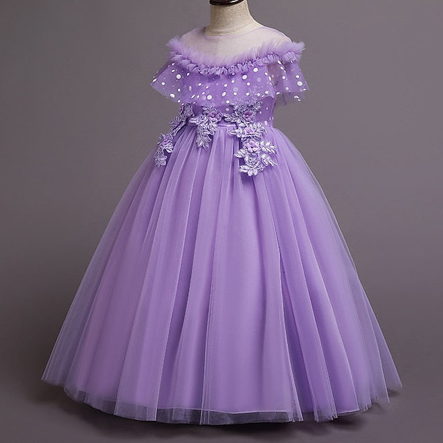Color Kids Flower Girls' Girl Solid Party Dress FashionChic