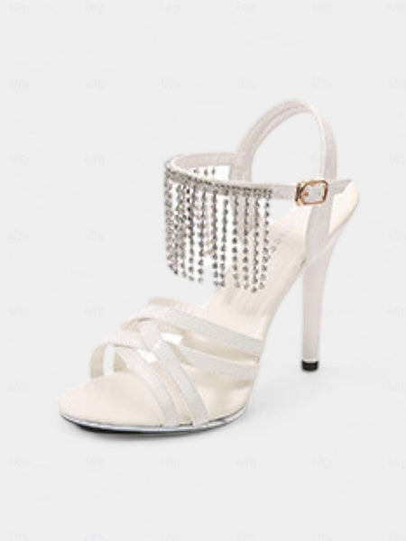 with Patent Leather Sandals Rhinestone Stiletto Red Women's FashionChic