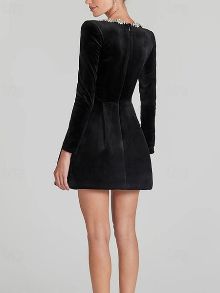 Women's Mini Dress Black Dress Velvet Dress Sheath Dress