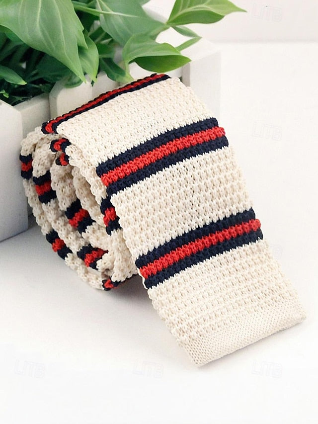Neck Men's Stylish Christmas Stripe Knit - Tie Woven FashionChic