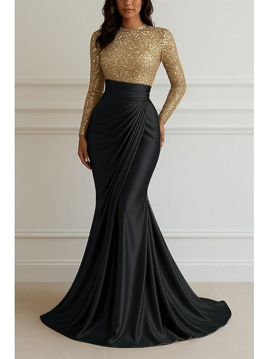 Elegant Gown Evening Wedding Sequin Formal Dress Floor Mermaid FashionChic