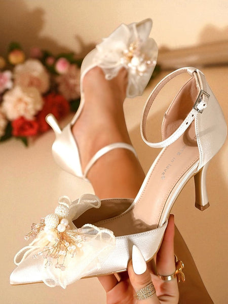 - Ankle Satin Strap Bridal Women's with Pumps Heels Elegant FashionChic