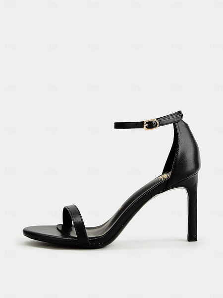 Elegant Sandals Open-Toe Strap for Black Ankle Women - Stiletto FashionChic