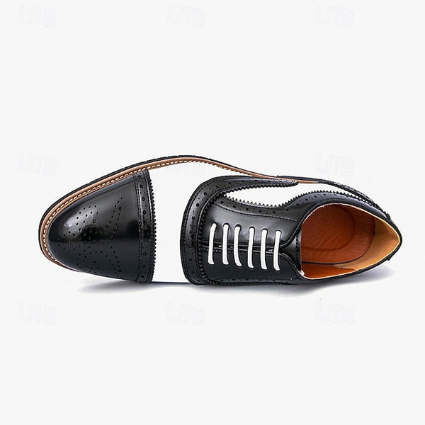 Men's Classic with Brogue Brown Oxford White Shoes and FashionChic