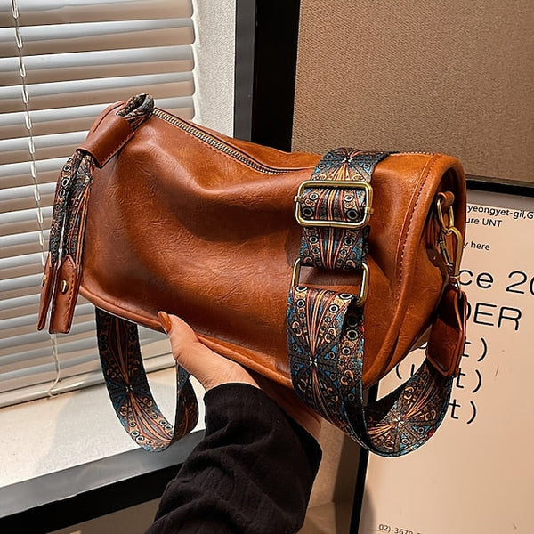 with Vintage Leather Bohemian Strap Handbag – PU Women's FashionChic