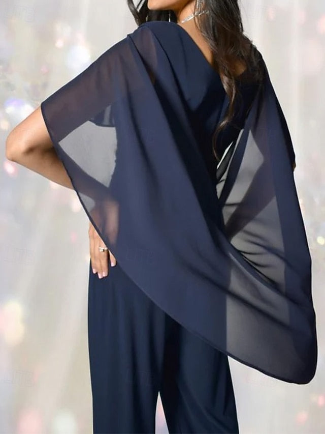 Elegant of Bride Mother Jumpsuit / Pantsuit Cape Dress the FashionChic