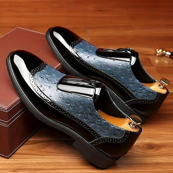 Tan with Men's Patent Formal Shoes Colorblock and Black FashionChic