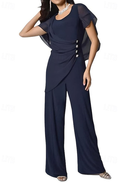 Elegant of Bride Mother Jumpsuit / Pantsuit Cape Dress the FashionChic