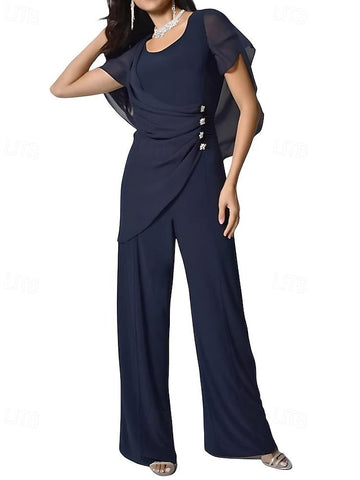 of Jumpsuit Pantsuit Elegant Mother Cape the Bride Dress / FashionChic