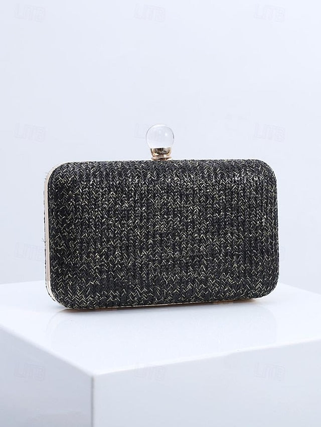 Straw Pearl Elegant Clutch Stylish with Purse - Clasp FashionChic