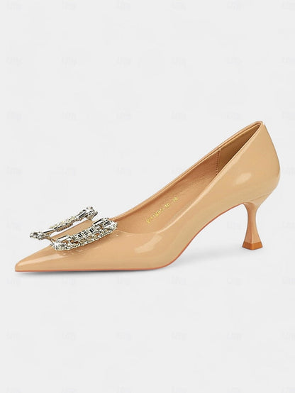Embellished with Patent Leather Women's Crystal Black Pumps FashionChic