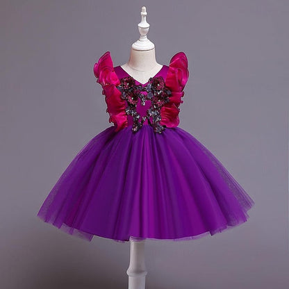 Solid Sequin Kids Dress Flower Girls' Color Party FashionChic